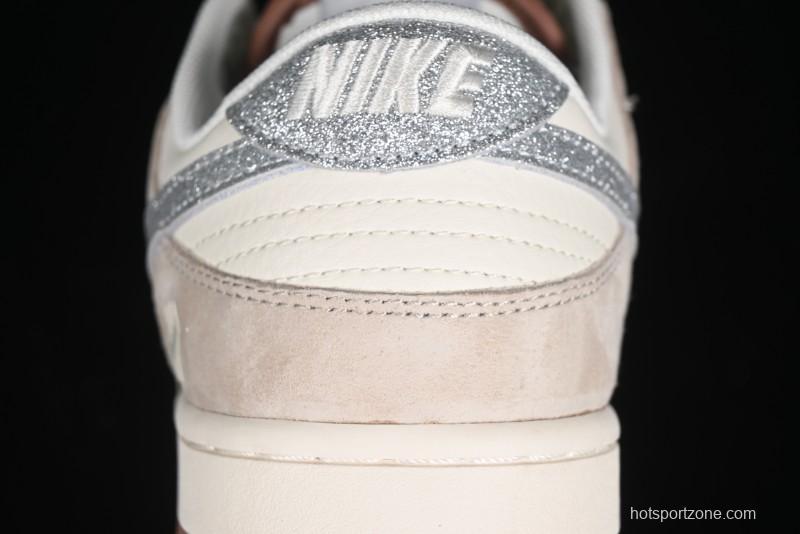 Nike SB Dunk Low UN Collaboration - Light Brown with Silver Swoosh Anniversary High-End Custom Low-Top Casual Sneakers - CF3688-013
