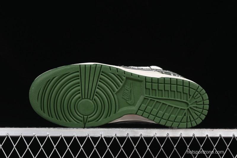 Nike SB Dunk Low Dior Collaboration - Strap Woven Green Check Anniversary High-End Custom Low-Top Casual Skate Shoes - SJ2068-309
