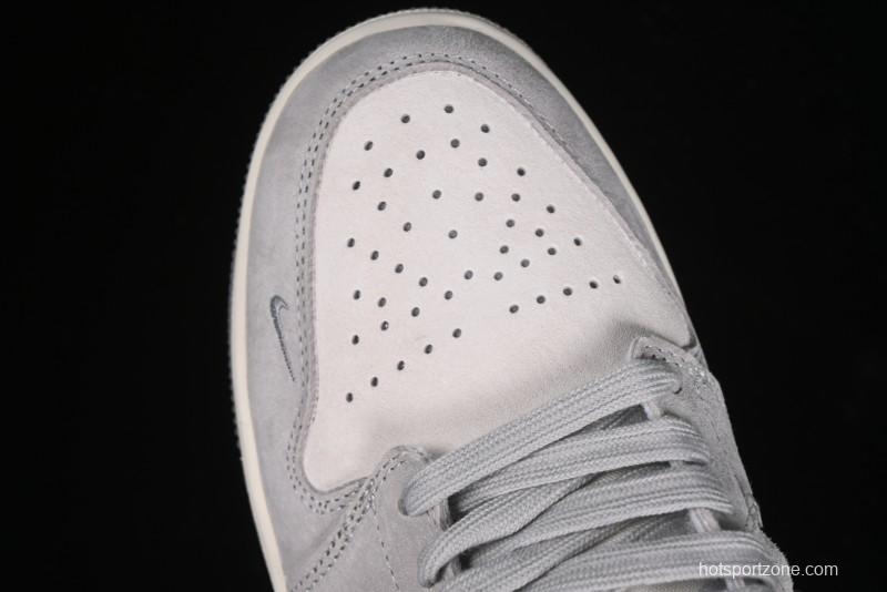 Nike Air Jordan 1 Low AJ1 The North Face Collaboration - Suede Grey Retro Basketball Shoes - DM5688-111
