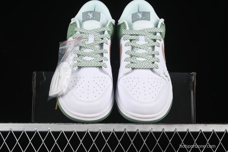 Nike SB Dunk Low YSL Series - White Green Brown Swoosh Anniversary High-End Custom Low-Top Casual Sneakers - GF2409-169