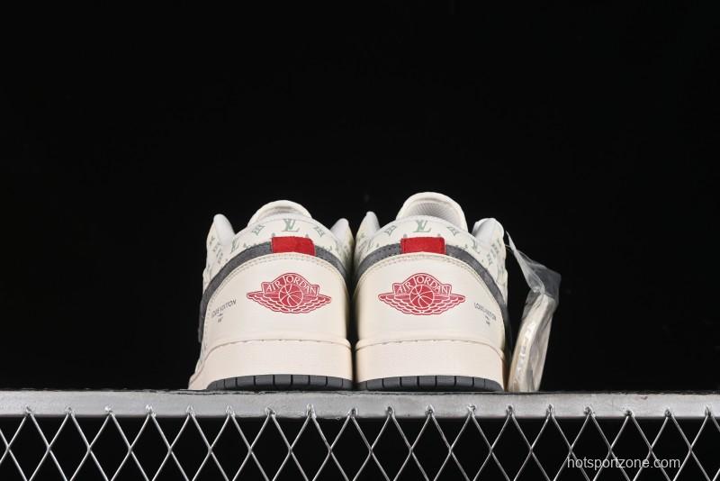 Nike Air Jordan 1 Low LV Collaboration Print Off-White Retro Basketball Shoes - WG8850-010