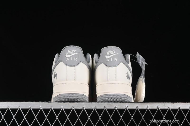 Nike Air Force 1 '07 Low Stussy Collaboration - Brushed Grey Low-Top Casual Sneakers - XZ3328-005