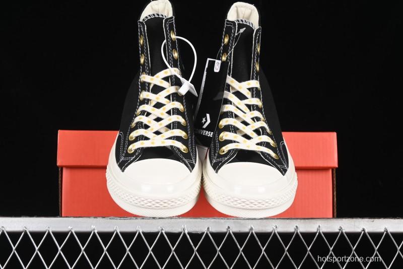 Converse Chuck 1970s High-Top Sneakers with Gold Star Accents and Classic Black & White Design - A12462C