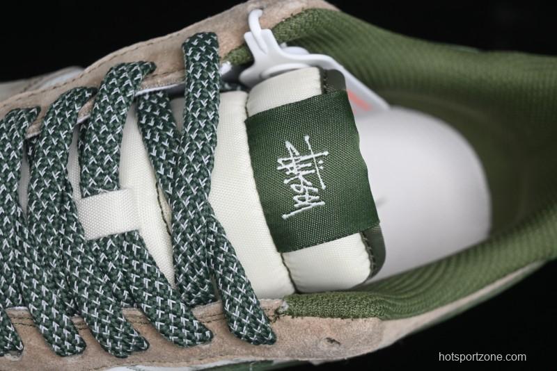 Nike Air Force 1 '07 Low Stussy Collaboration Light Brown Green Low-Top Casual Sneakers - XZ6188-666