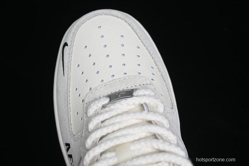 Nike Air Force 1 '07 Low Stussy Collaboration - AF1 Light Grey Red Tag Low-Top Casual Sneakers SJ6698-009