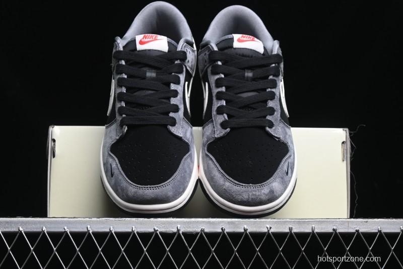 Nike SB Dunk Low Supreme Collaboration - Carbon Black Grey Pig Anniversary High-End Custom Low-Top Casual Skate Shoes - XX3186-206