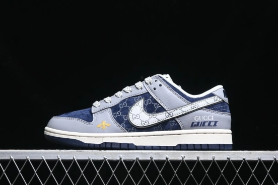 Nike SB Dunk Low Gucci Collaboration - Small Bee Pattern White Swoosh Anniversary High-End Custom Low-Top Casual Sneakers - FC1688-195