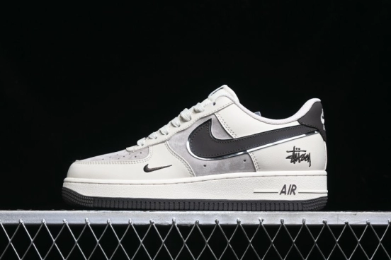 Nike Air Force 1 '07 Low Stussy Collaboration - White Black Sole Low-Top Casual Sneakers - XZ6188-279