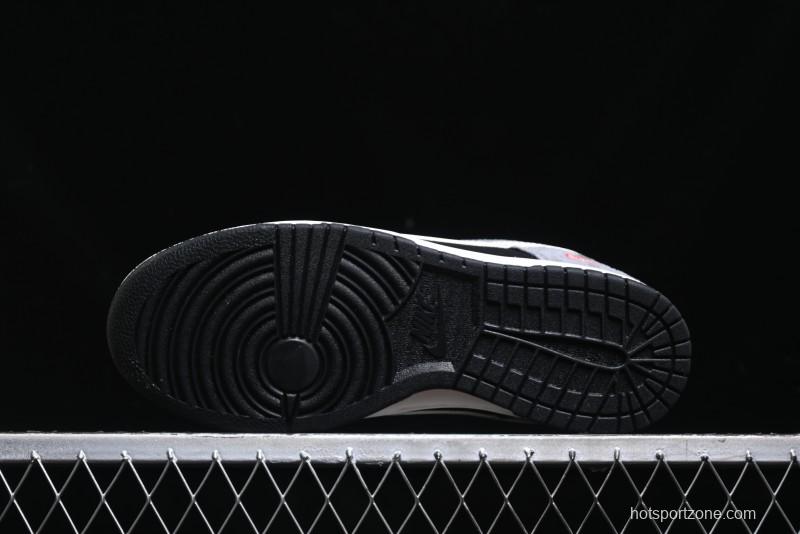 Nike SB Dunk Low Supreme Collaboration - Carbon Black Grey Pig Anniversary High-End Custom Low-Top Casual Skate Shoes - XX3186-206