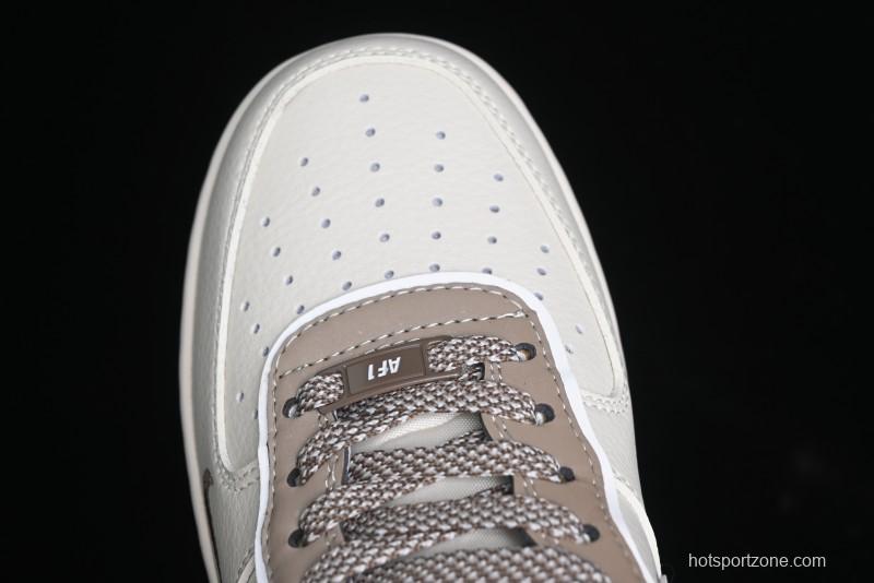 Nike Air Force 1 '07 Low Stone Island x Supreme Collaboration - Beige Brown Swoosh Casual Sneakers - BB1616-306