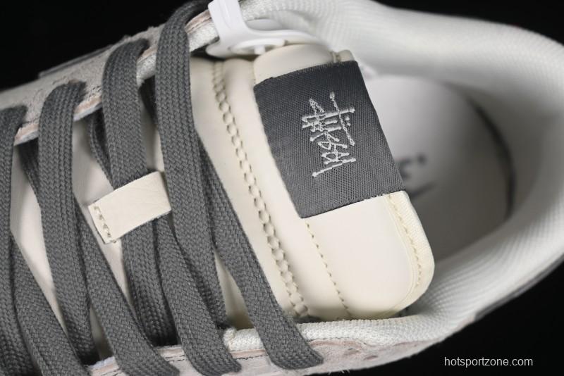 Nike SB Dunk Low Stussy Collaboration - Embroidered Grey Swoosh Anniversary Custom Low-Top Casual Sneakers - MM1089-033