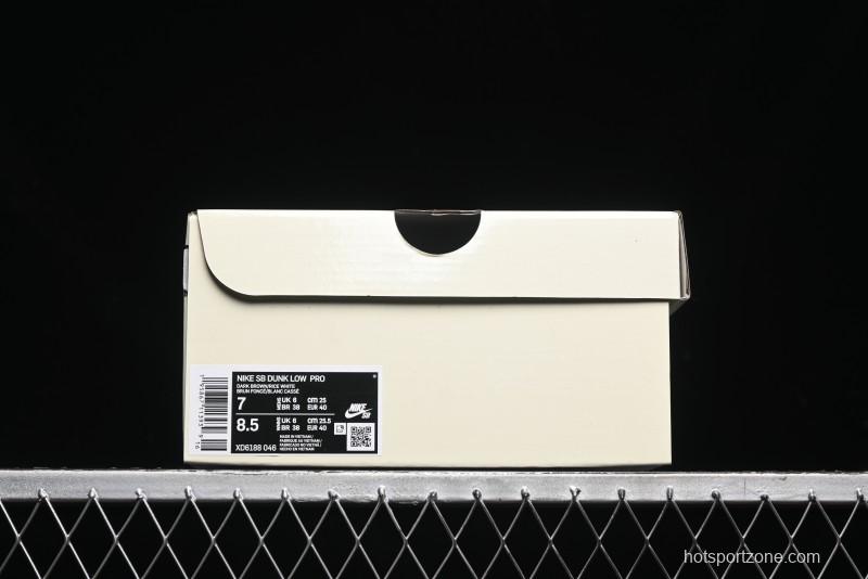 Nike SB Dunk Low Dior Collection - Beige Brown Swoosh Anniversary Custom Low-Top Casual Skate Shoes - XD6188-046