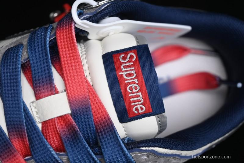 Nike SB Dunk Low Supreme Collaboration - Grey White Dark Blue Swoosh Anniversary High-End Custom Low-Top Casual Skate Shoes - DM6868-005