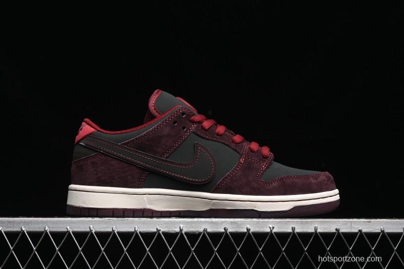 Nike SB Dunk Low Bordeaux Red Skate Shoes Collaboration with Riot Skateshop - FZ1289-200
