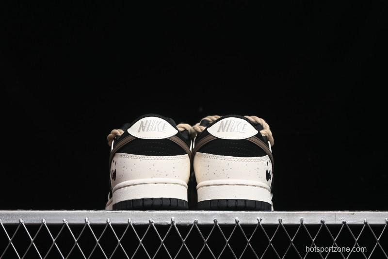 Nike Dunk Low Retro Casual Sneakers with Little Panda and Dopamine Mocha Design - DD1391-100