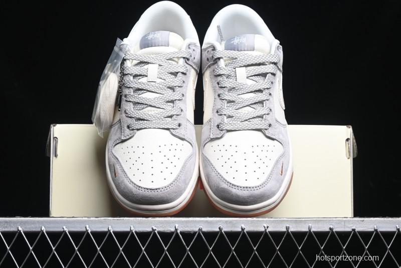 Nike SB Dunk Low Stussy Collaboration - Patchwork Black White Swoosh Anniversary Custom Low-Top Skate Shoes - DM6868-003