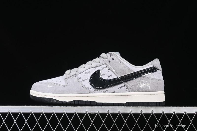 Nike SB Dunk Low Stussy Collaboration - Black Swoosh Anniversary Custom Low-Top Casual Skate Shoes - XX3168-069