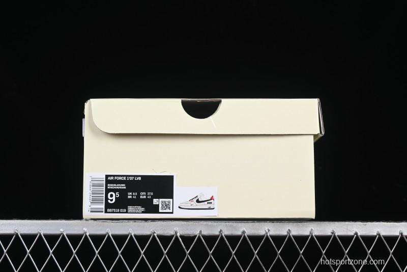 Nike Air Force 1 '07 Low Supreme Collaboration Casual Sneakers in Beige Black Red - BB7518-019