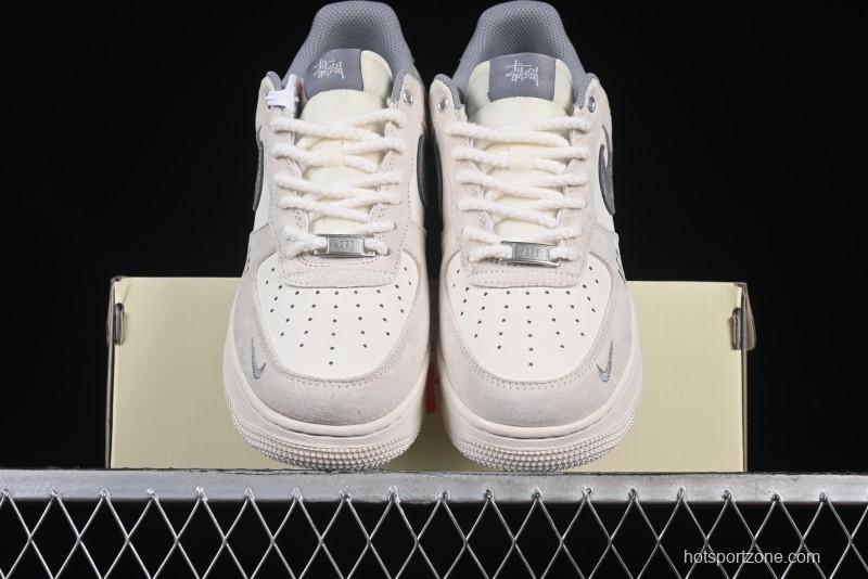 Nike Air Force 1 '07 Low Stussy Collaboration Dual-Tone Beige Low-Top Casual Sneakers - SJ6698-024