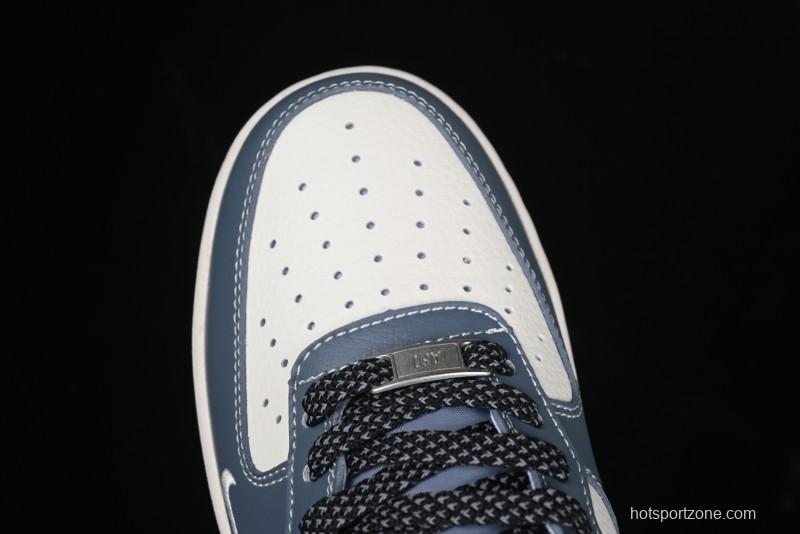 Nike Air Force 1 '07 Low Stussy Collaboration Bright Blue Black Swoosh Low-Top Casual Sneakers - XZ3328-198