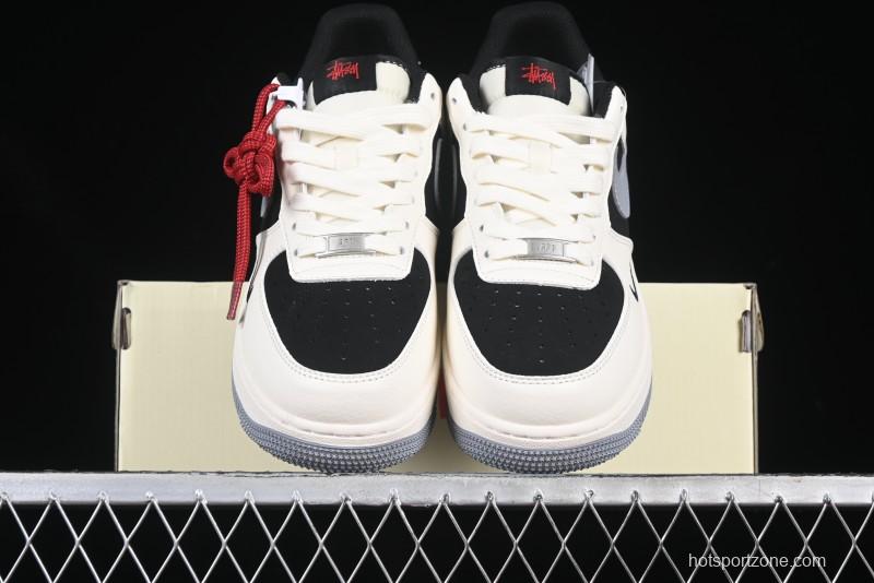 Nike Air Force 1 '07 Low Stussy Collaboration Beige Grey Black Low-Top Casual Sneakers - XZ6188-766