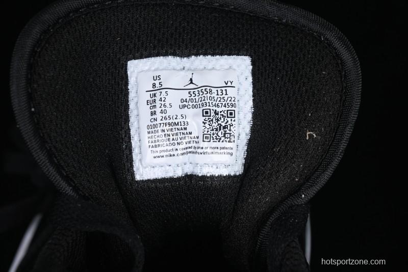 Nike Air Jordan 1 Low AJ1 Basketball Shoes in Black White Silver - 553558-131