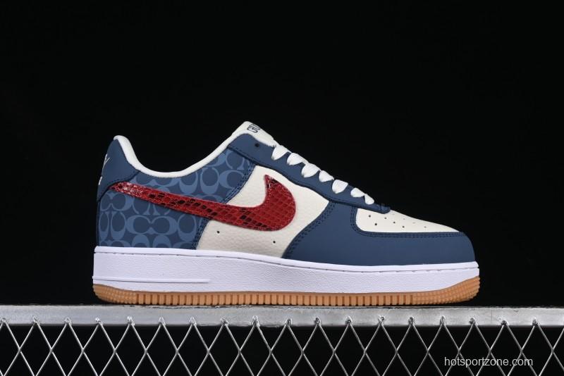 Nike Air Force 1 '07 Low Gucci Collaboration Snake Pattern Red Swoosh Casual Sneakers - DF0188-039