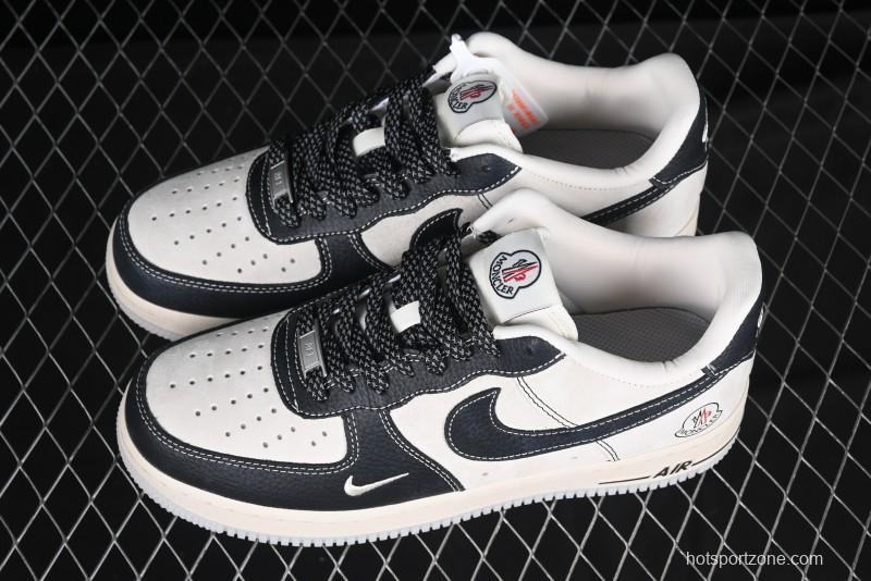 Nike Air Force 1 '07 Low Moncler Collaboration - Black Lychee Grain Pigskin Low-Top Casual Sneakers - CH6336-514
