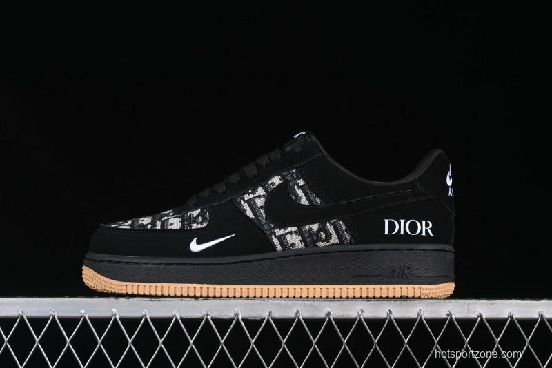 Nike Air Force 1 '07 Low Dior Collaboration Black Gum Knit Casual Sneakers - KK1988-058