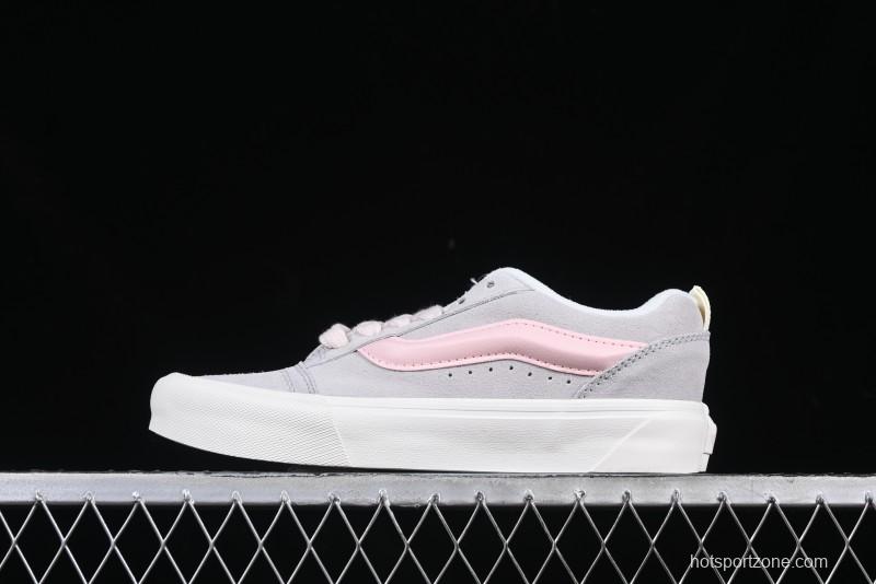 Vans Knu Skool Low-Top Retro Casual Vulcanized Sneakers in Off-White Pink - VN0009QPNK