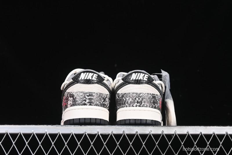 Nike SB Dunk Low Year of the Snake Series Strap Black Swoosh Custom High-End Low-Top Casual Skate Shoes - YX5066-273