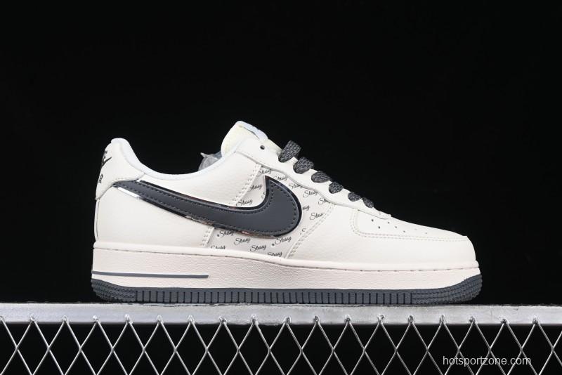 Nike Air Force 1 '07 Low Stussy Collaboration - Grey English Patchwork Low-Top Casual Sneakers - XZ3328-536