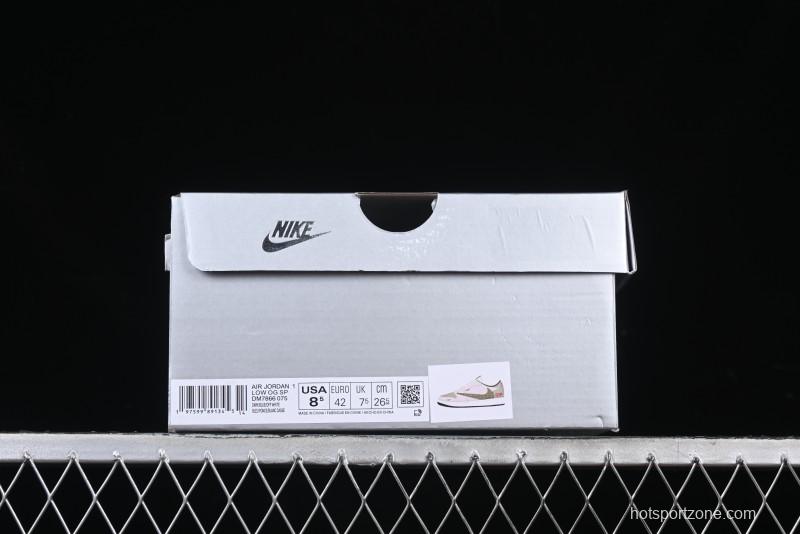 Nike Travis Scott x Fragment Design x Air Jordan 1 Low OG SP AJ1 Snake Year Limited Edition Low-Top Casual Sneakers - DM7866-075