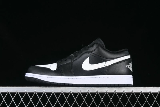 Nike Air Jordan 1 Low Retro Basketball Shoes in Black and White - 553558-043