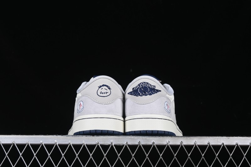 Nike Travis Scott x Fragment Design x Air Jordan 1 Low OG SP AJ1 Moncler Collaboration White Grey Low Top Casual Sneakers - AG3702-806