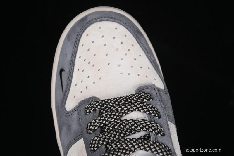 Nike SB Dunk Low Anniversary Edition Customized Sneakers with Grey Swoosh Logo - DJ2024-083