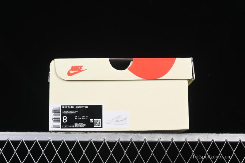 Nike SB Dunk Low Stussy Collaboration Light Grey Brushed Swoosh Anniversary Custom Low-Top Casual Sneakers - XX2025-608