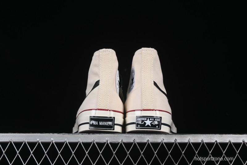 A Ma Maniere x Nike x Converse Chuck 70 High Top Sneakers with Leather and Velvet Swoosh Logo - A13388C