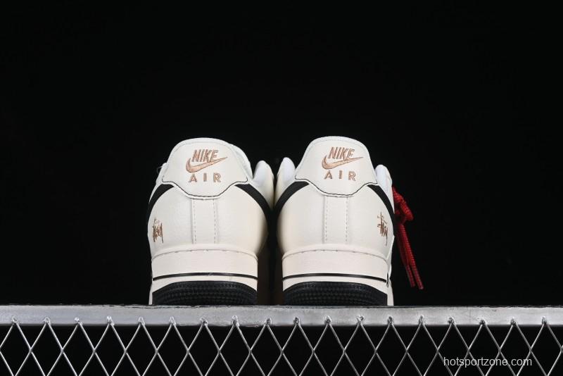Nike Air Force 1 '07 Low Stussy Collaboration Rose Gold Embroidery Low-Top Casual Sneakers - XZ6188-720