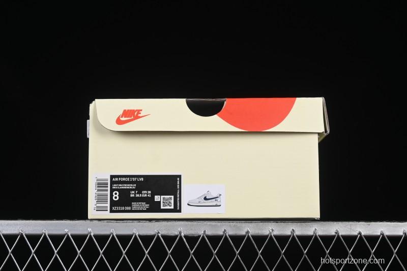 Nike Air Force 1 '07 Low Stussy Collaboration Grey Blue Swoosh Casual Sneakers - XZ3318-088