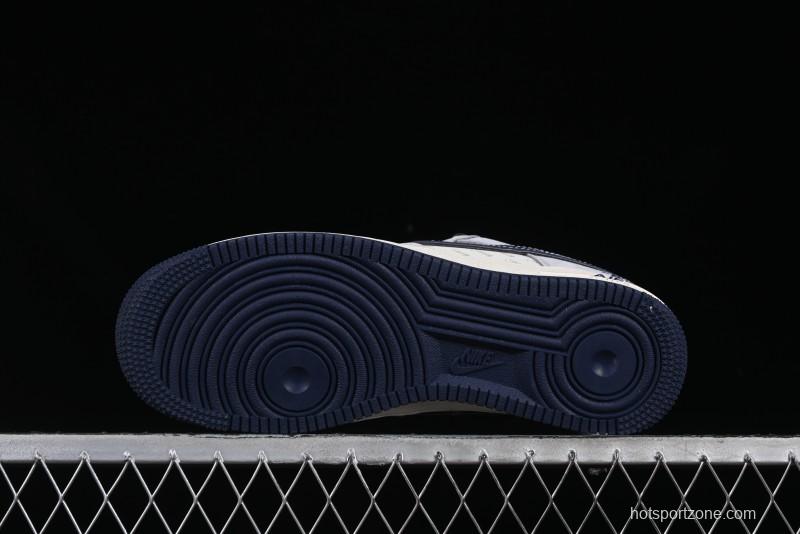 Nike Air Force 1 '07 Low Stussy Collaboration Grey Blue Swoosh Casual Sneakers - XZ3318-088