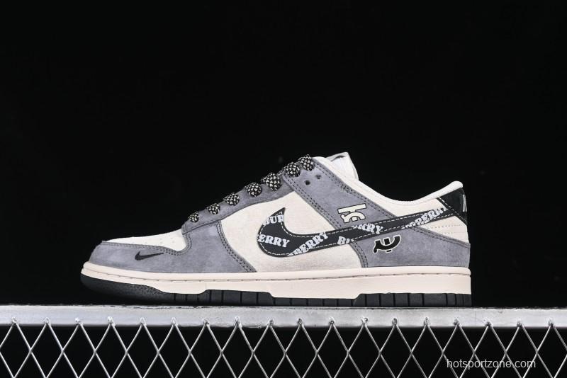 Nike SB Dunk Low Anniversary Edition Customized Sneakers with Grey Swoosh Logo - DJ2024-083