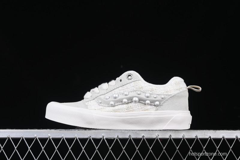 Vans Knu Skool Pearl White Chunky Sneakers with D-Ring Lacing System - VN000D22QC5