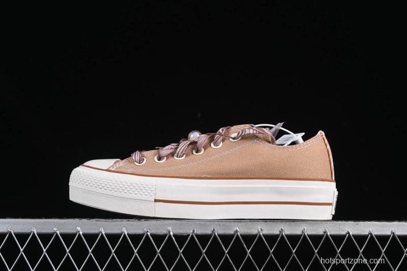 Converse All Star Platform Sneakers in Coffee Bean Milk Tea Color with OrthoLite Insole and Thick Sole for Height Boost - A11619C