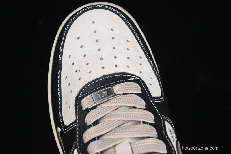 Nike Air Force 1 '07 Low Stussy Collaboration Black Leather & Gum Sole Low-Top Casual Sneakers - CH6336-519