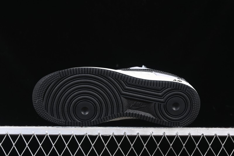Nike Air Force 1 '07 Low Stussy Collaboration Grey Pigskin Black Swoosh Low-Top Casual Sneakers - XZ3318-099