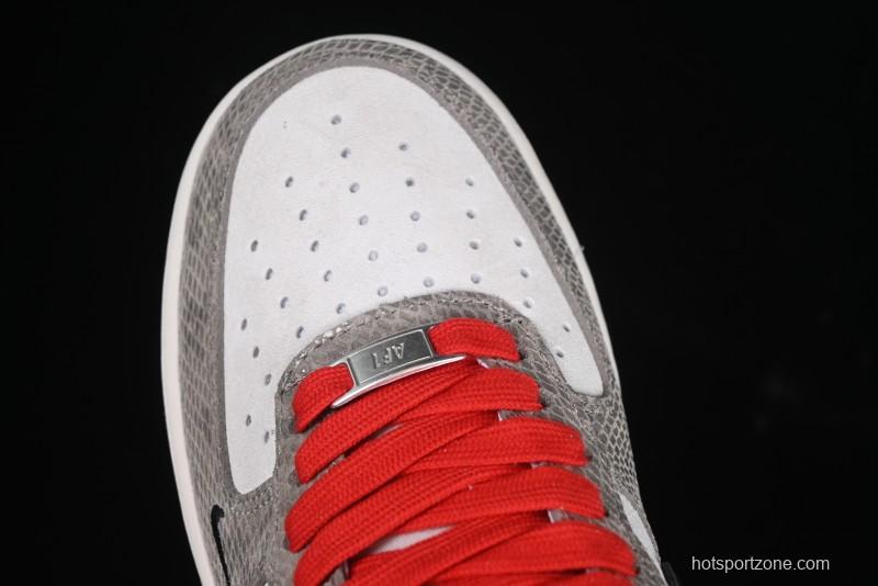 Nike Air Force 1 '07 Low Year of the Snake Limited Edition Grey Black Snake Scale Low-Top Casual Sneakers - DM6688-009