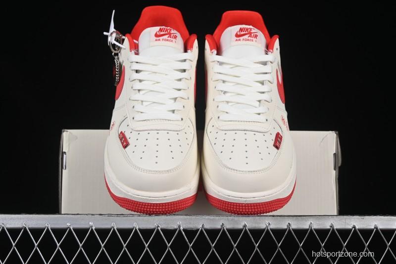 Nike Air Force 1 '07 Low Stussy Collaboration Beige Deep Orange Low-Top Casual Sneakers - DF0188-031