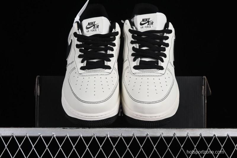 Balenciaga x Nike Air Force 1 '07 Low Triple Swoosh Beige Black Casual Shoes - FR0538-090