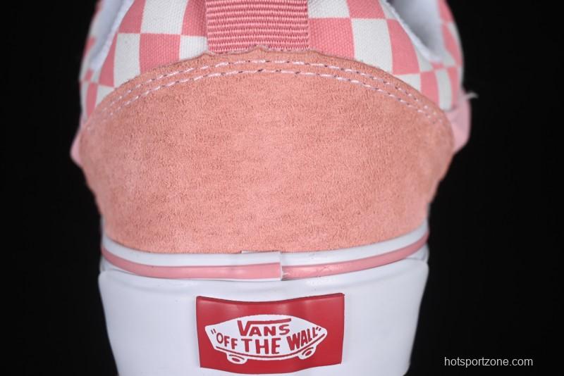Vans Knu Skool Low Top Comfortable Slip Resistant Wear Resistant Casual Sneakers in Pink Checker - VN0009QCREV